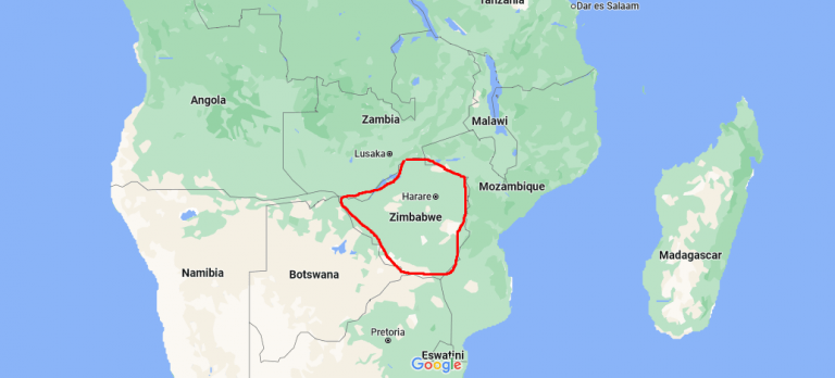 Moving to Zimbabwe map