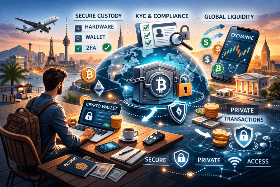 How to use crypto safely when living abroad (custody, KYC, liquidity)